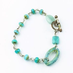 Bracelet & borosilicate amazonite, chalcedony